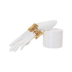 Vintage Lucien Picard Gold Tone Lion Bracelet Circa 1980s