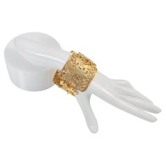 Vintage Lucien Picard Gold Tone Lion Bracelet Circa 1980s