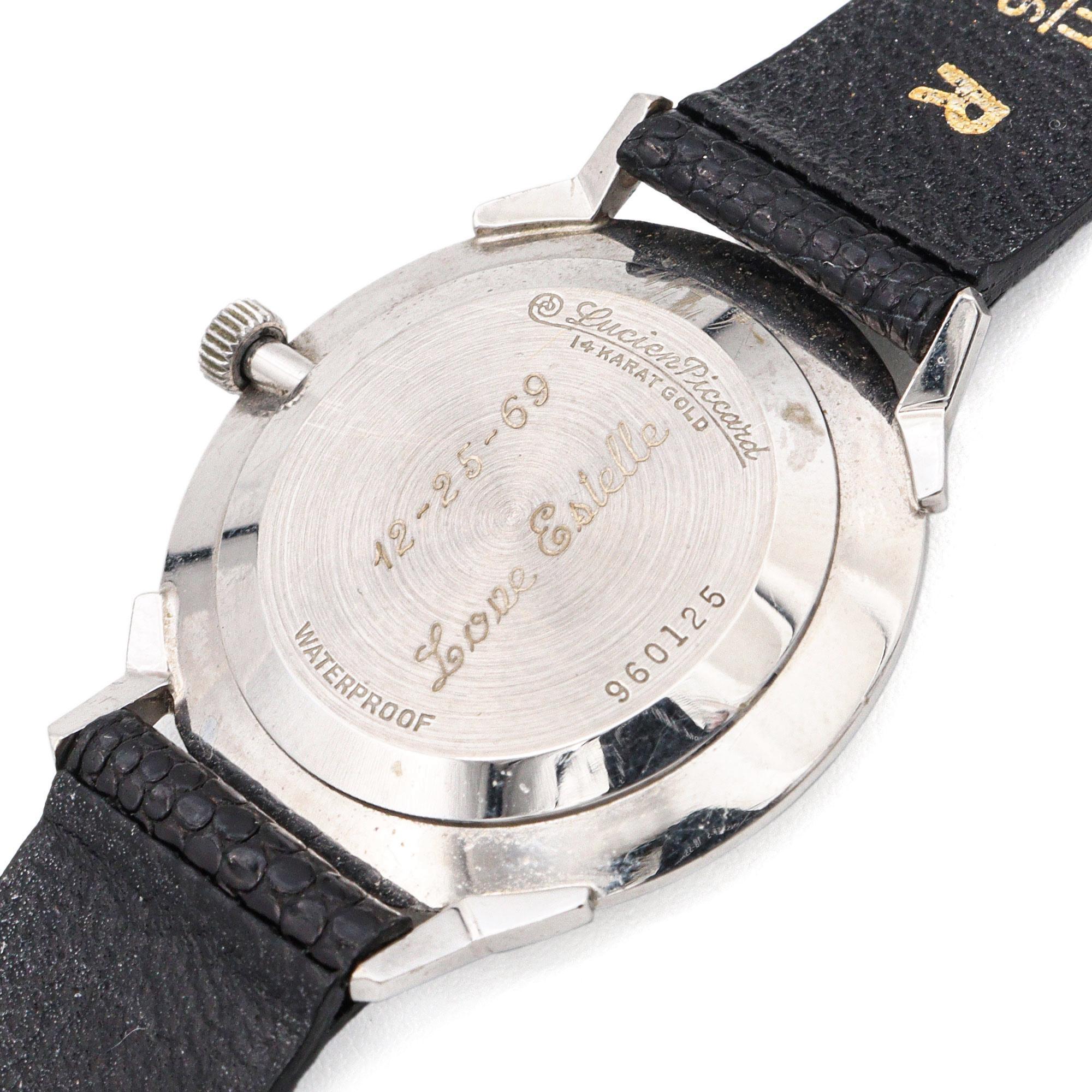Montre Vintage Lucien Piccard pour homme en or blanc 14k Bon état - En vente à New York, NY