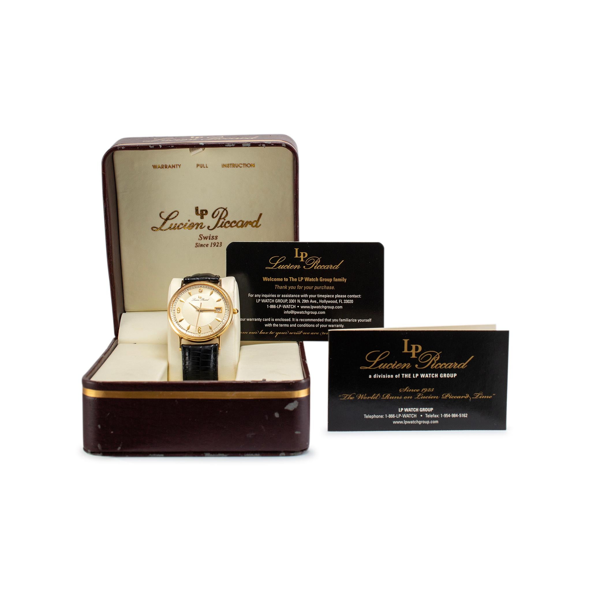 Vintage Lucien Piccard 34MM 24787 Quartz Diamond Dial 14K Yellow Gold Watch 1