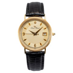 Vintage Lucien Piccard 34MM 24787 Quartz Diamond Dial 14K Yellow Gold Watch