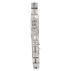 Vintage Lucien Piccard Diamond Platinum Baguette Diamond Cocktail Watch