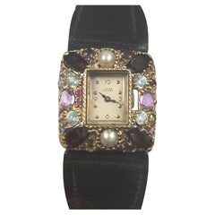 Vintage Lucien Piccard Tutti Frutti Gold and Gem set wrist watch