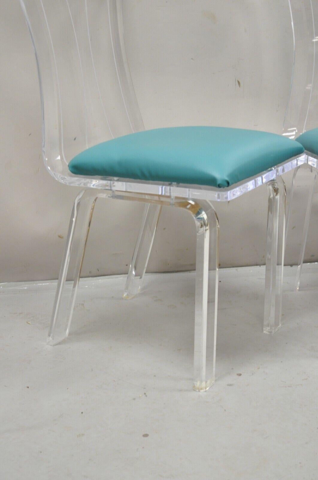 Vintage Lucite Acrylic Mid Century Sculptural Dining Table & 4 Chairs - 5 Pc Set For Sale 2