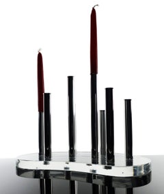 Vintage Lucite and Aluminum Candleholder
