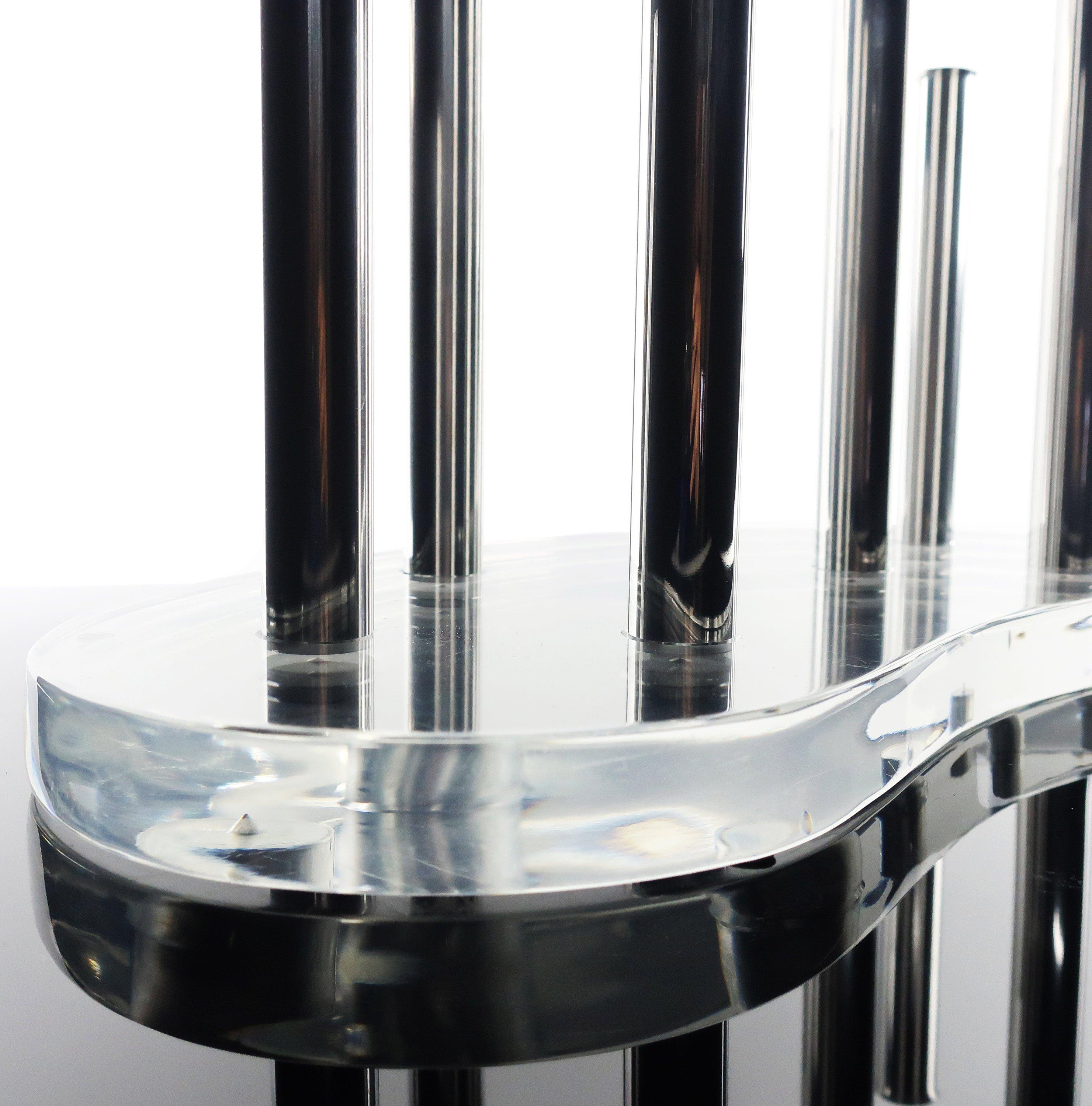 Vintage Lucite and Aluminum Candleholder In Good Condition For Sale In Brooklyn, NY