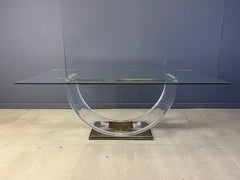 Vintage Esstisch aus Lucit und Messing, 1970er Jahre