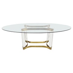 Vintage Lucite and Brass Dining Table, 1970s