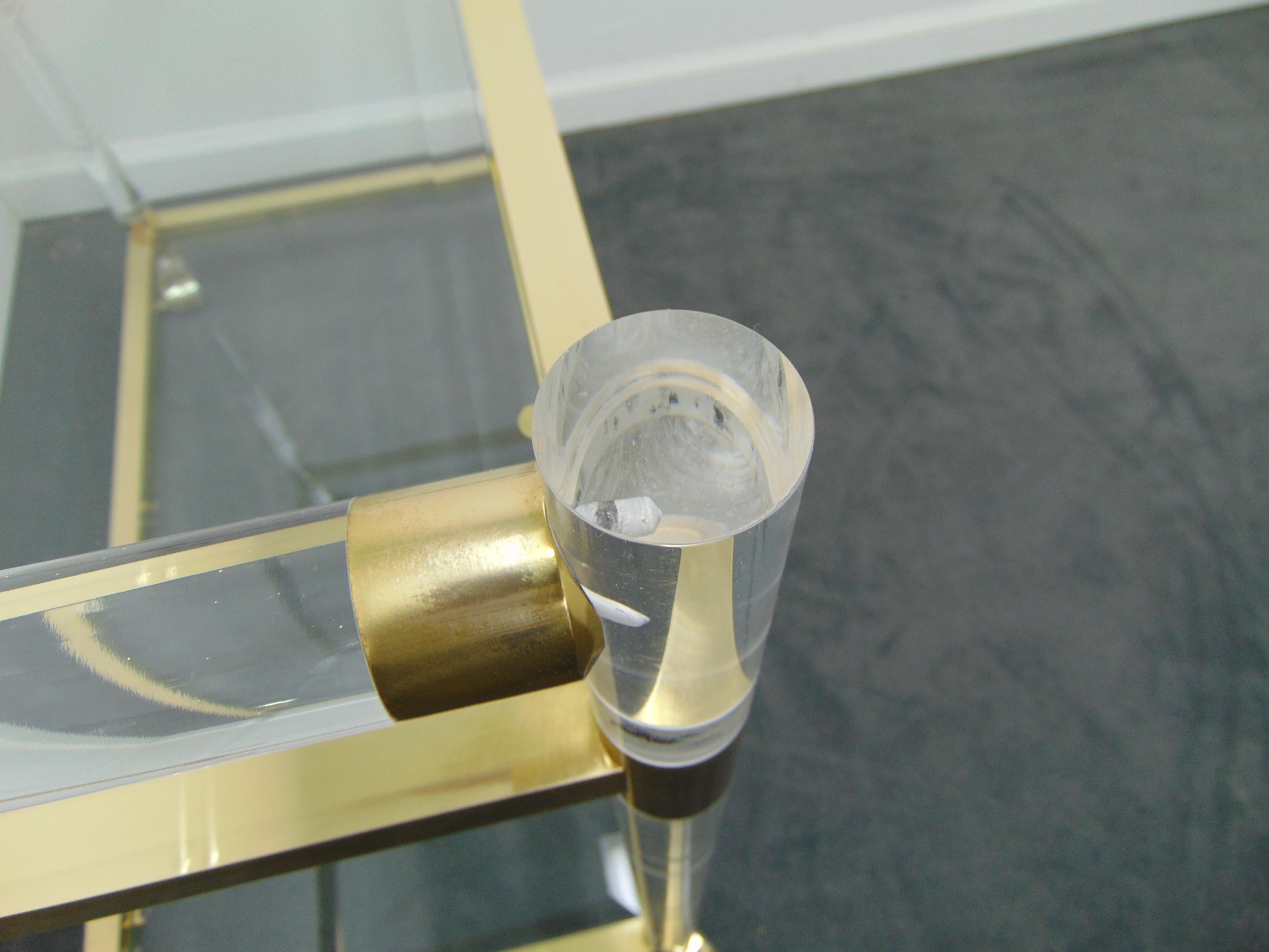 Vintage Lucite and Brass Rolling Bar Cart by Charles Hollis Jones 4