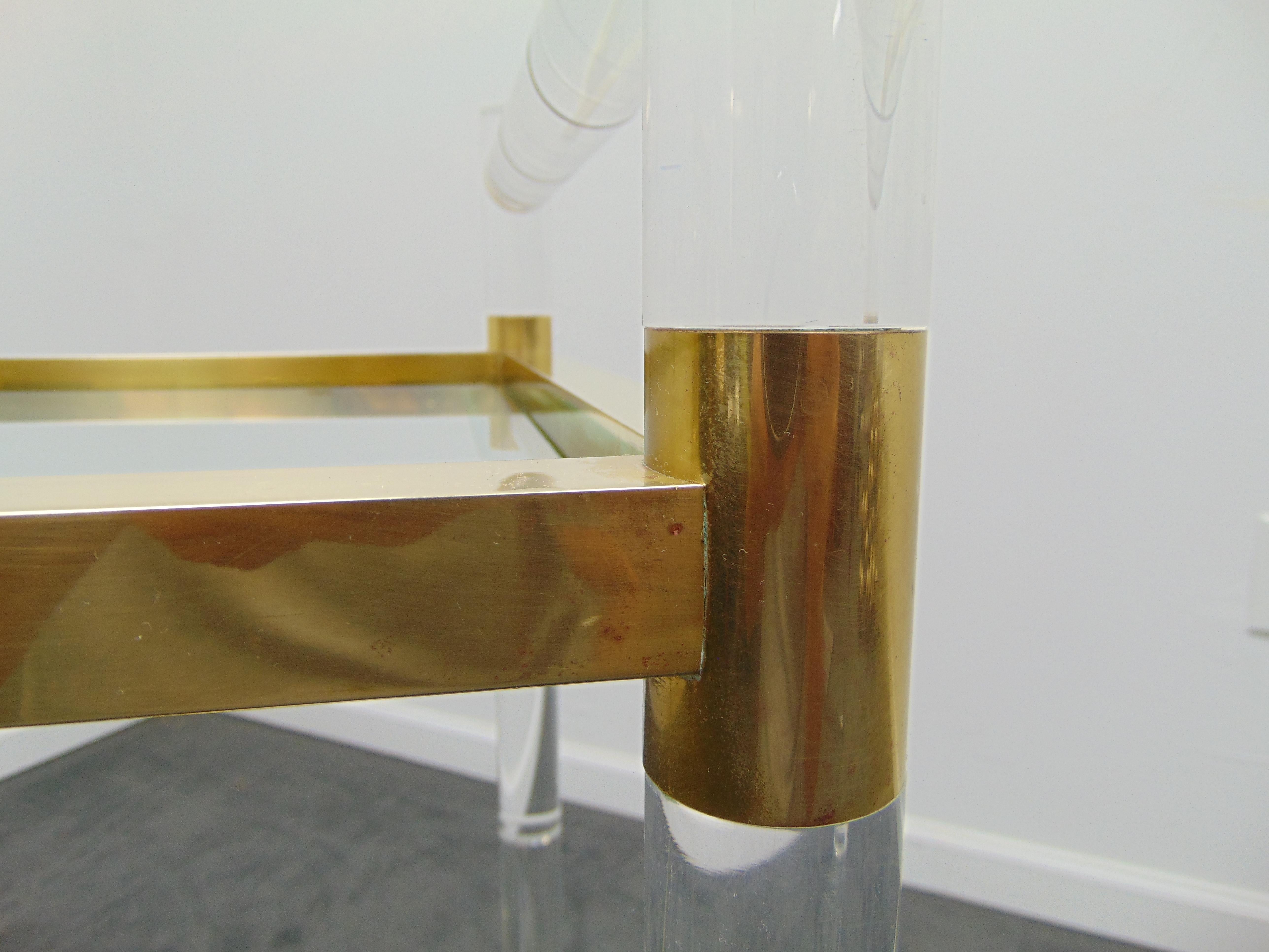 Vintage Lucite and Brass Rolling Bar Cart by Charles Hollis Jones 9