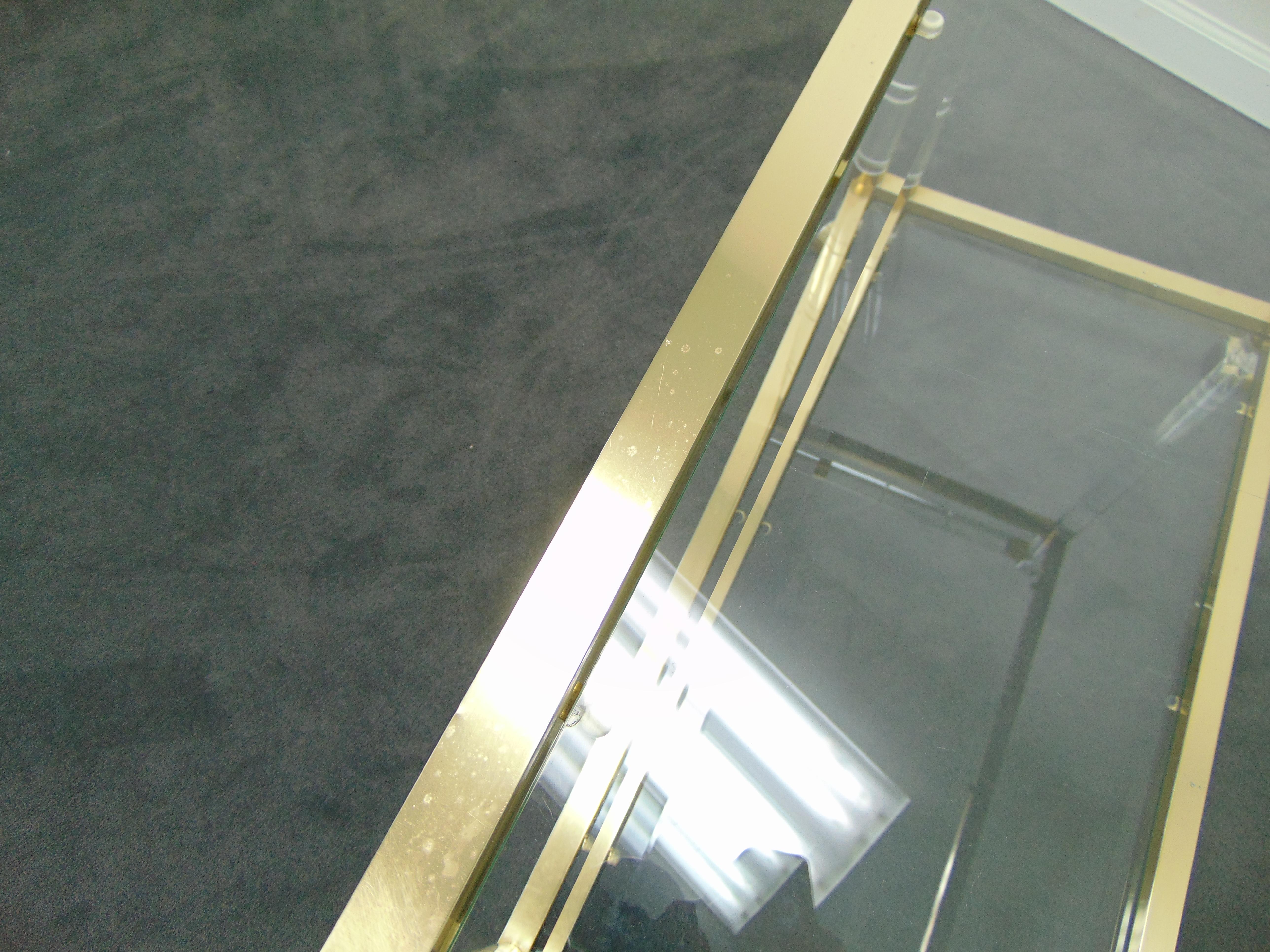 Vintage Lucite and Brass Rolling Bar Cart by Charles Hollis Jones 2