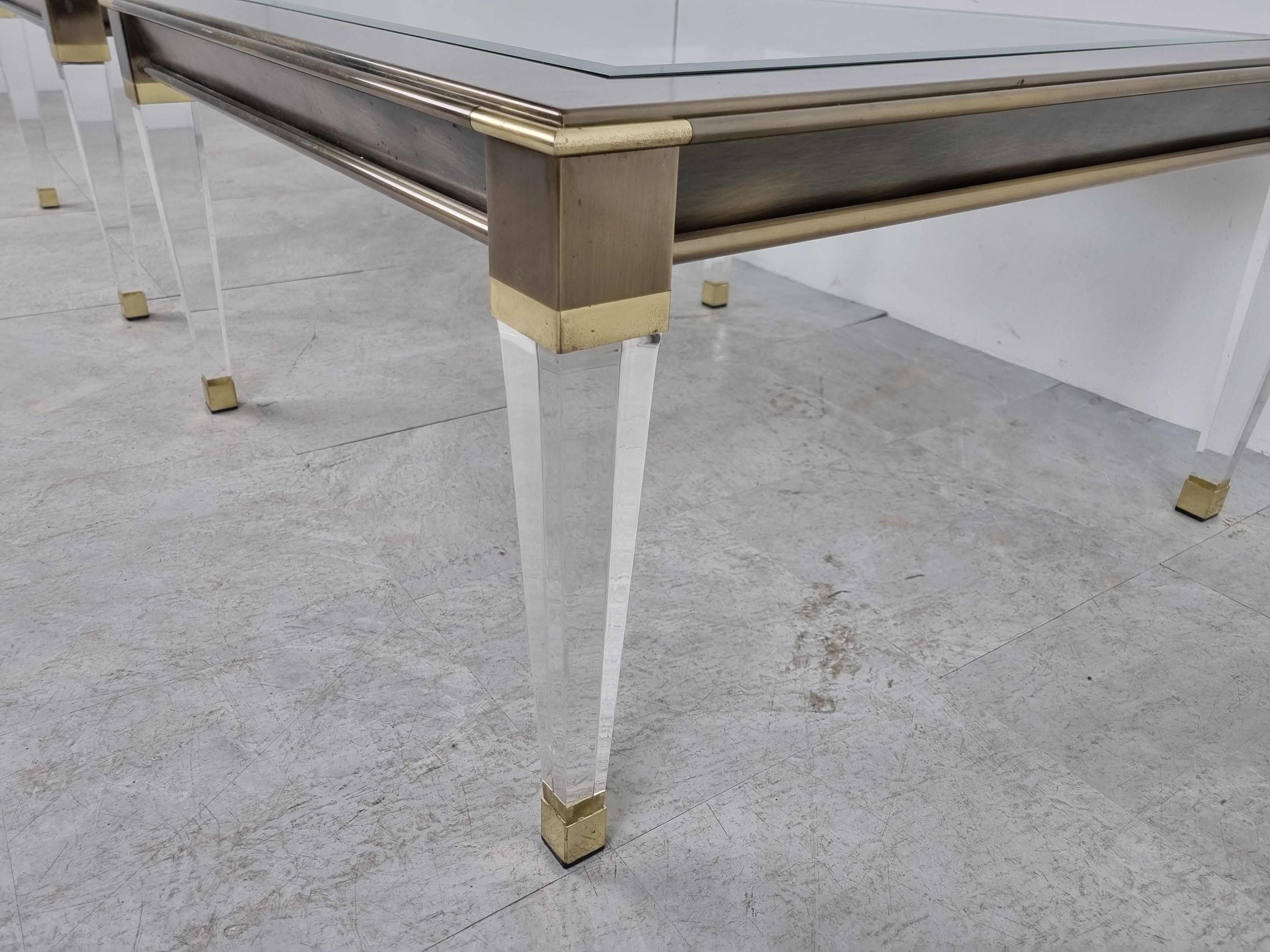 Vintage Lucite and Brass Side Tables, 1980s For Sale 5