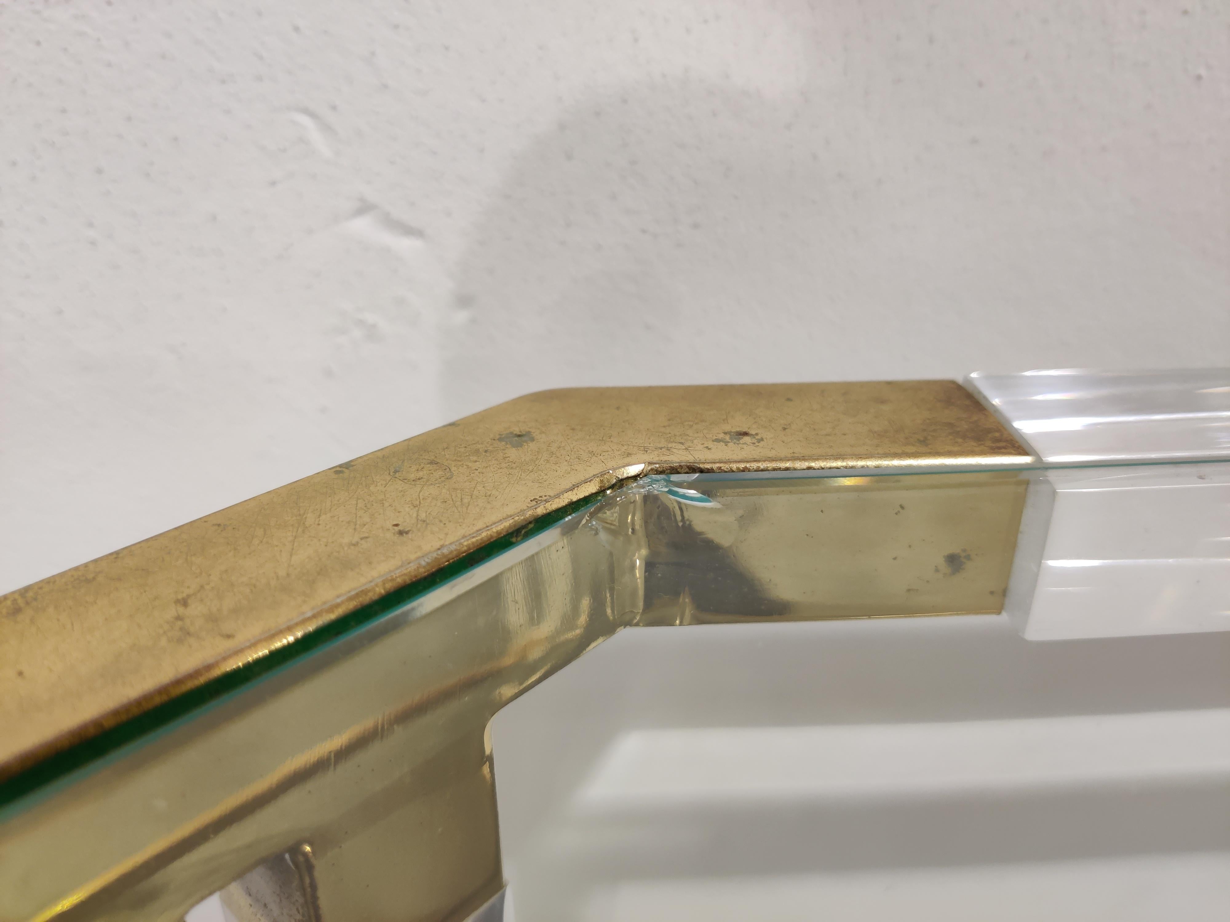 Vintage Lucite and Brass Side Tables by Charles Hollis Jones, 1970s 4