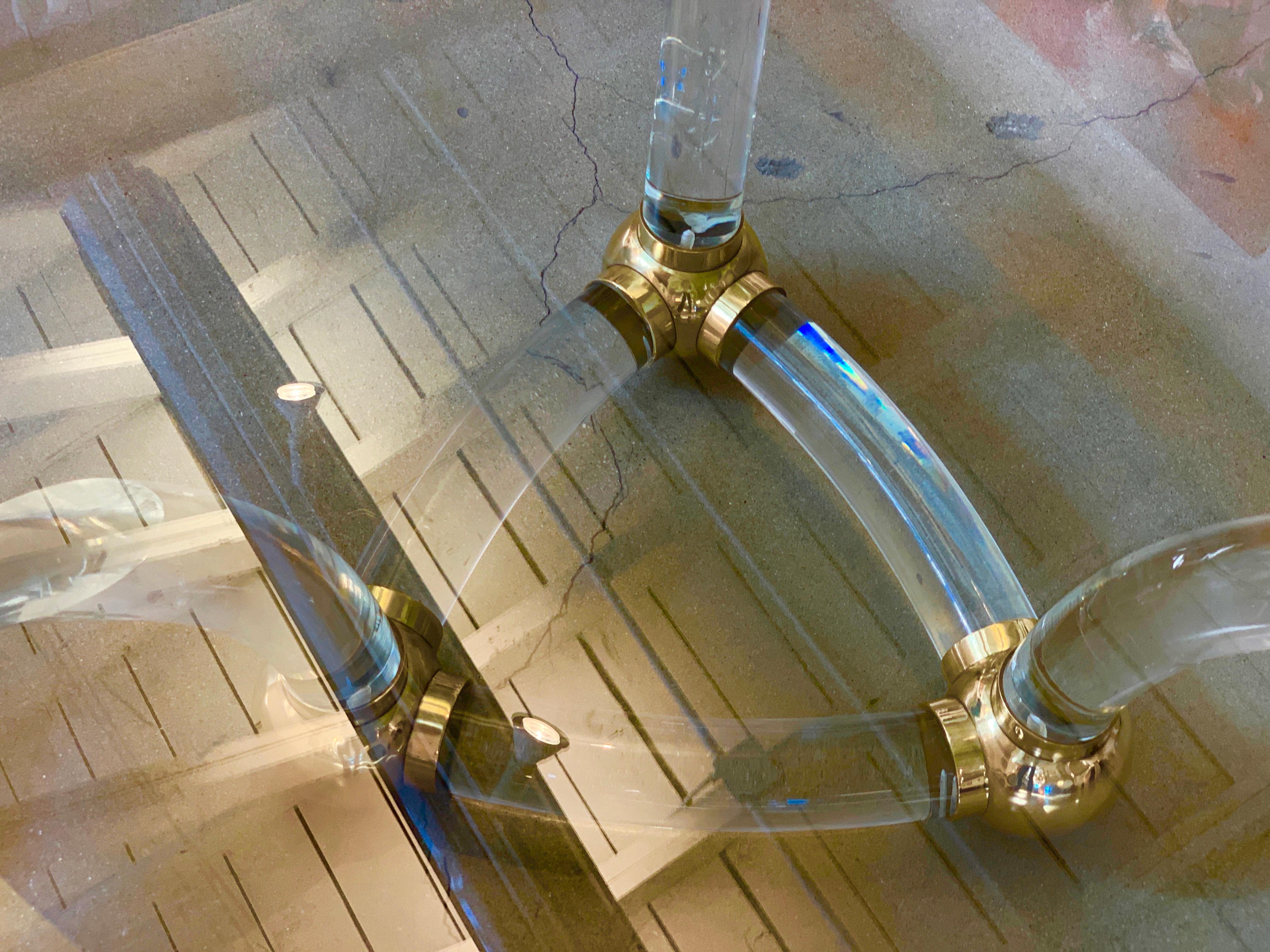 Machine-Made Vintage Lucite and Brass Table
