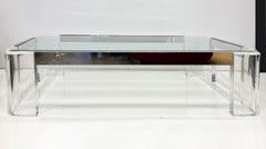 Vintage Lucite and Chrome Coffee Table in Karl Springer Style
