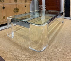 Vintage Lucite and Chrome Coffee Table in Karl Springer Style