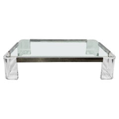 Vintage Lucite and Chrome Coffee Table in Karl Springer Style
