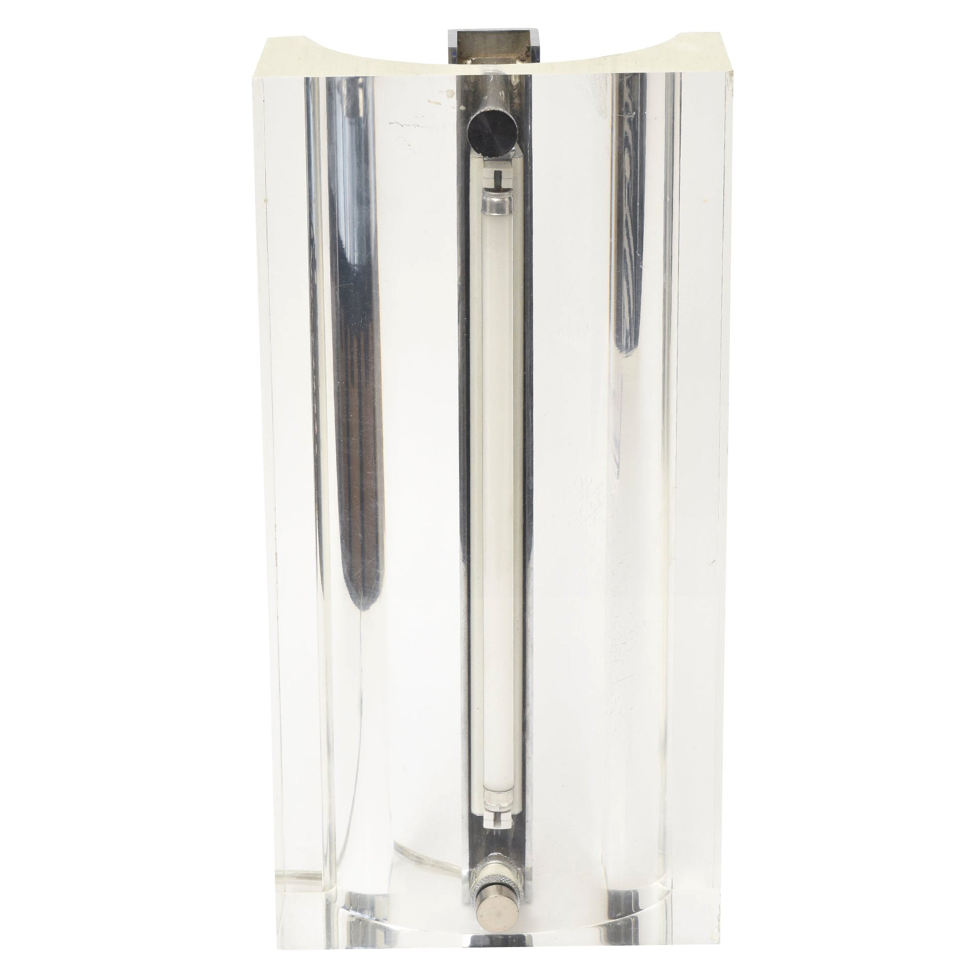 Vintage Lucite and Chrome Column Table Lamp