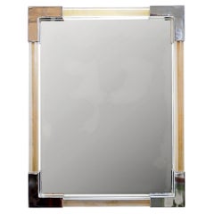 Vintage Lucite and chrome wall mirror, 1970s - Fontana Arte Style