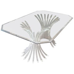 Vintage Lucite and Double Pedestal Dining Table