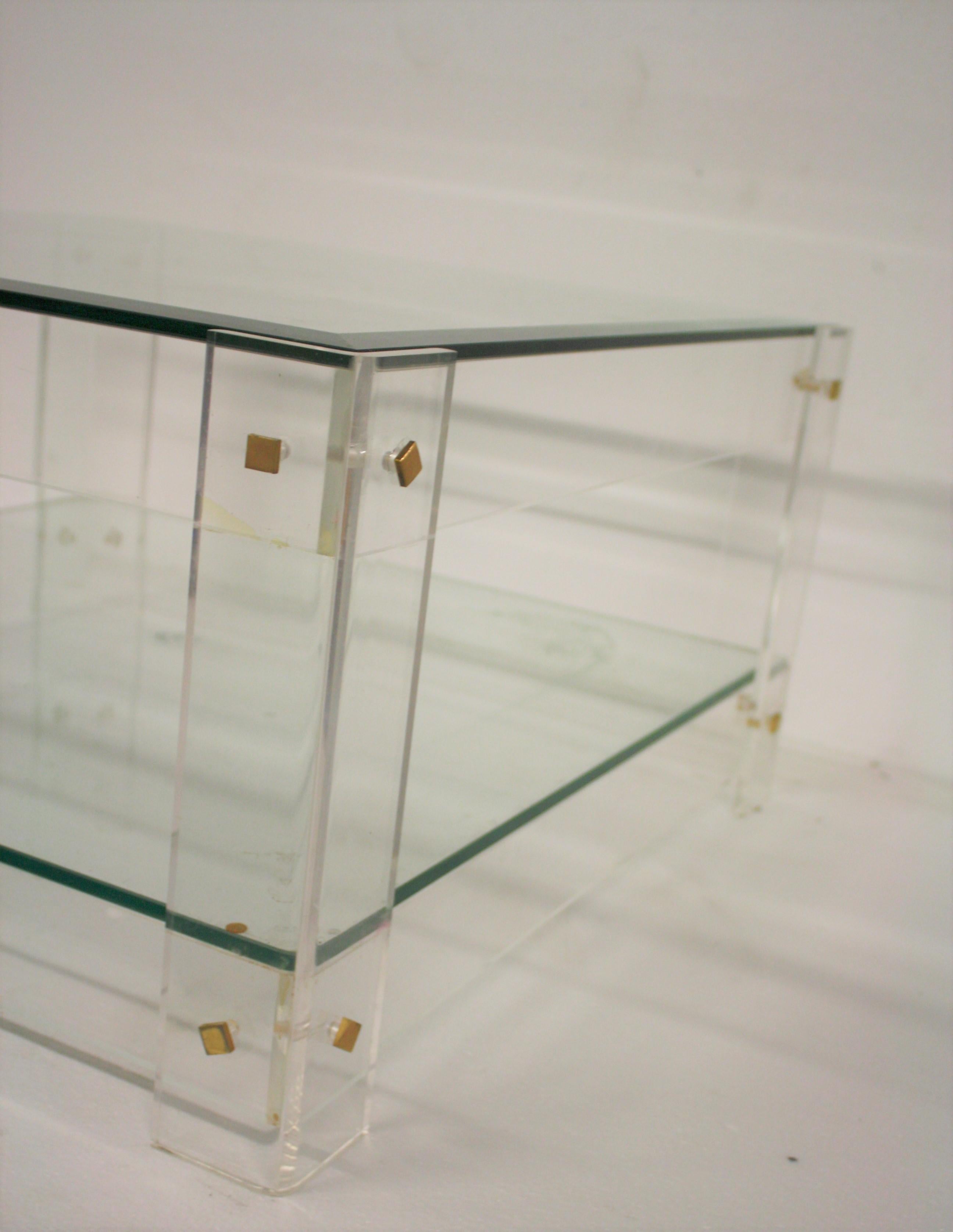 Vintage Lucite and Glass Coffee Table, 1970s In Good Condition In HEVERLEE, BE