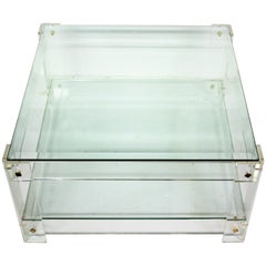 Vintage Lucite and Glass Coffee Table, 1970s