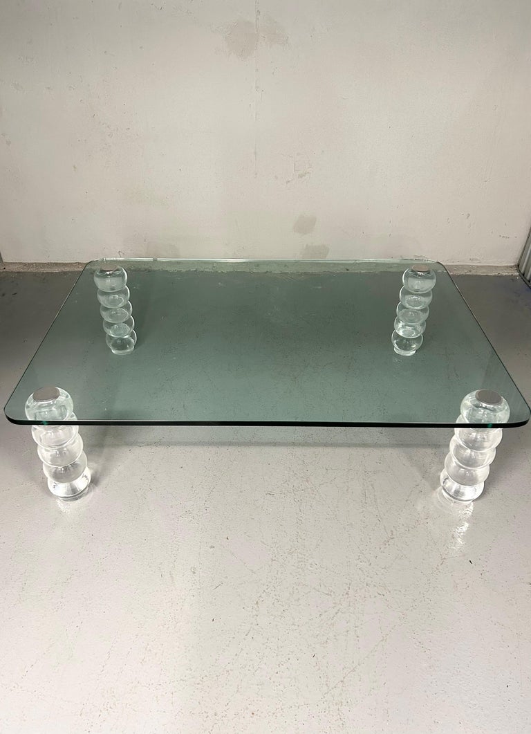 Vintage Lucite and Glass Coffee Table For Sale at 1stDibs