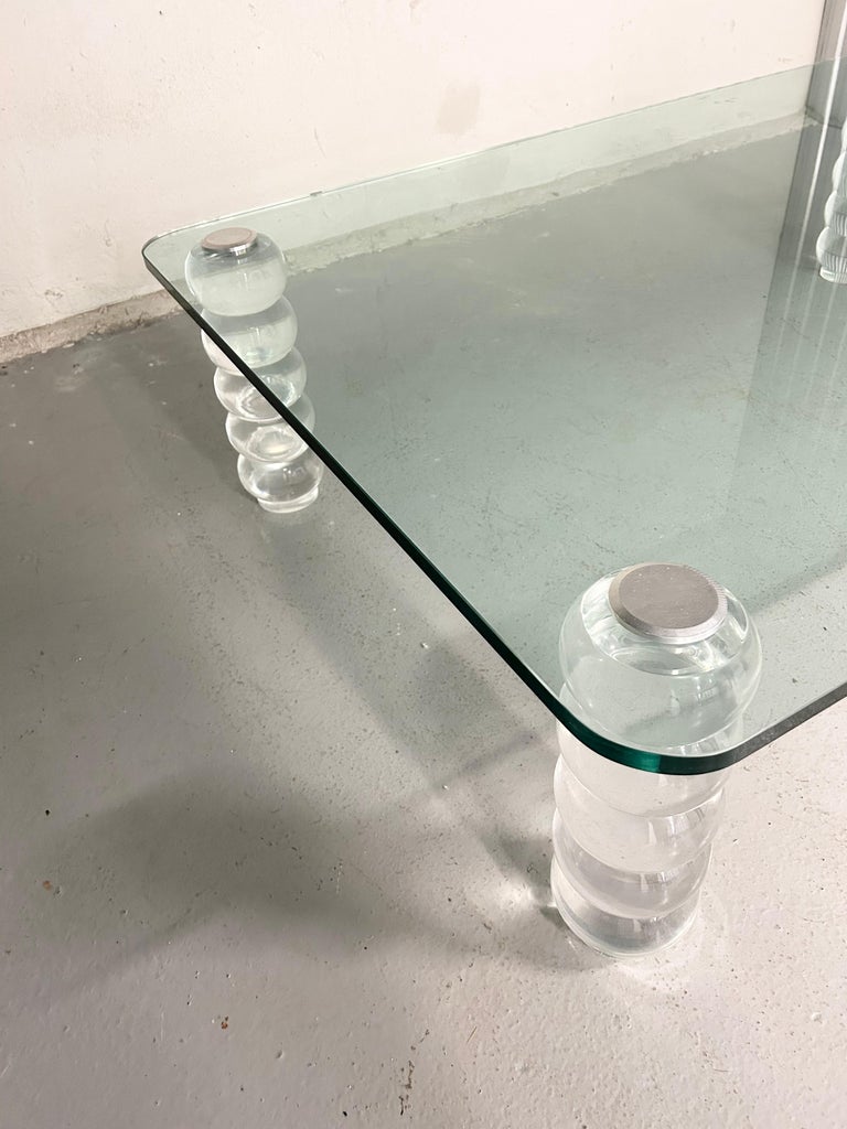 Vintage Lucite and Glass Coffee Table For Sale at 1stDibs