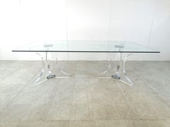 Vintage lucite and glass dining table, 1970s