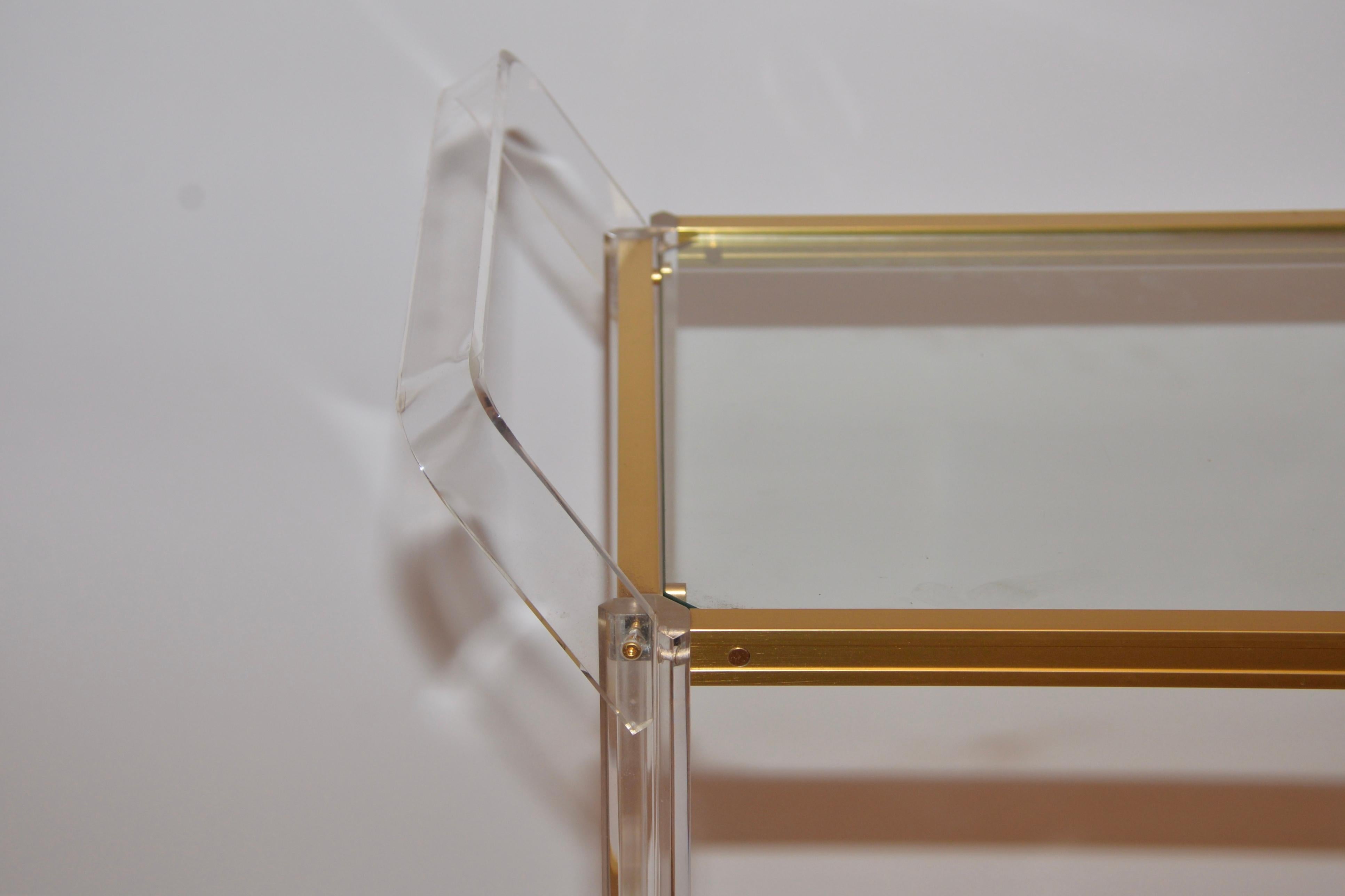 French Vintage Lucite and Glass Drinks or Serving Trolley