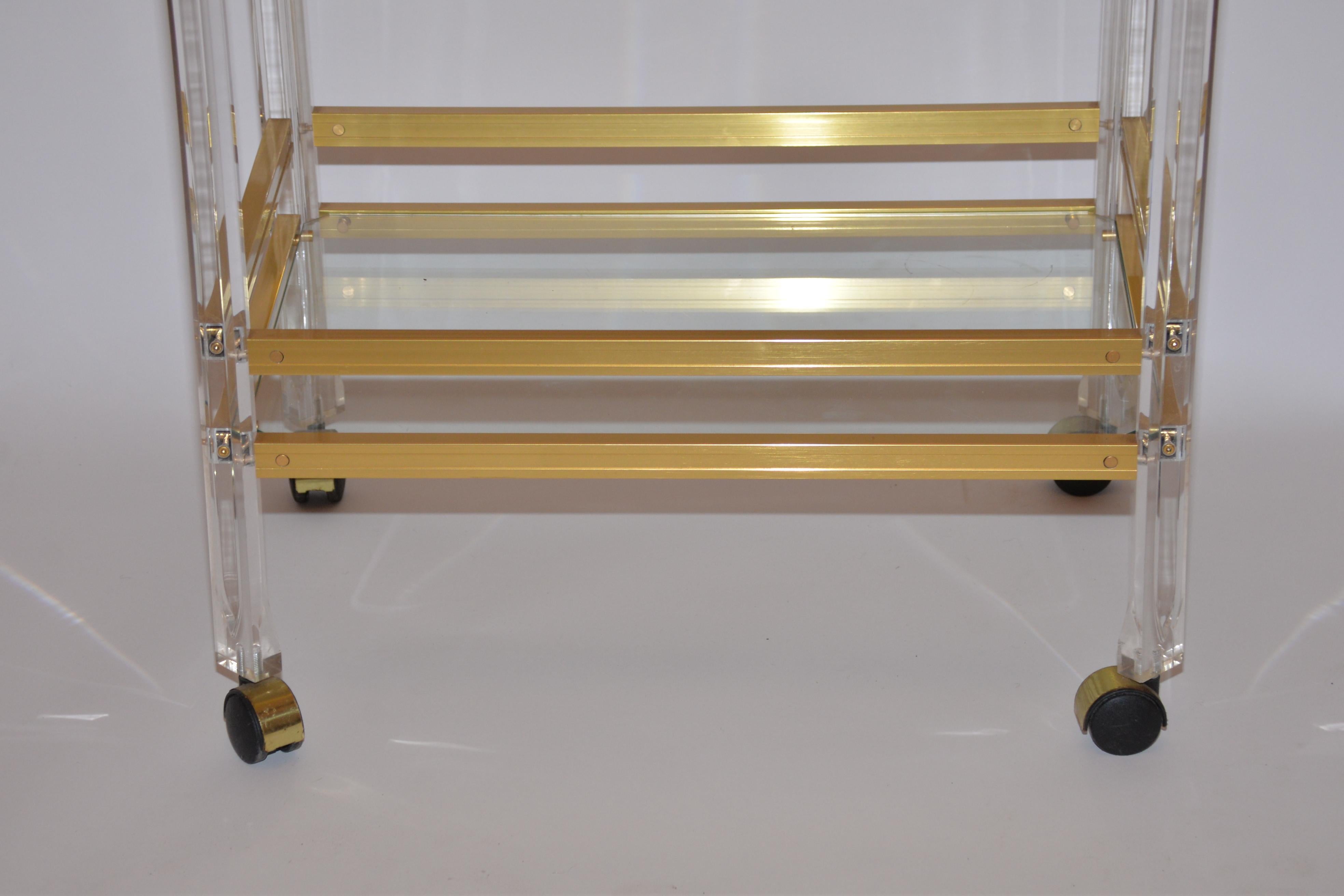Vintage Lucite and Glass Drinks or Serving Trolley In Good Condition In Crowborough, East Sussex