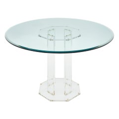 Vintage Lucite and Glass French Dining Table