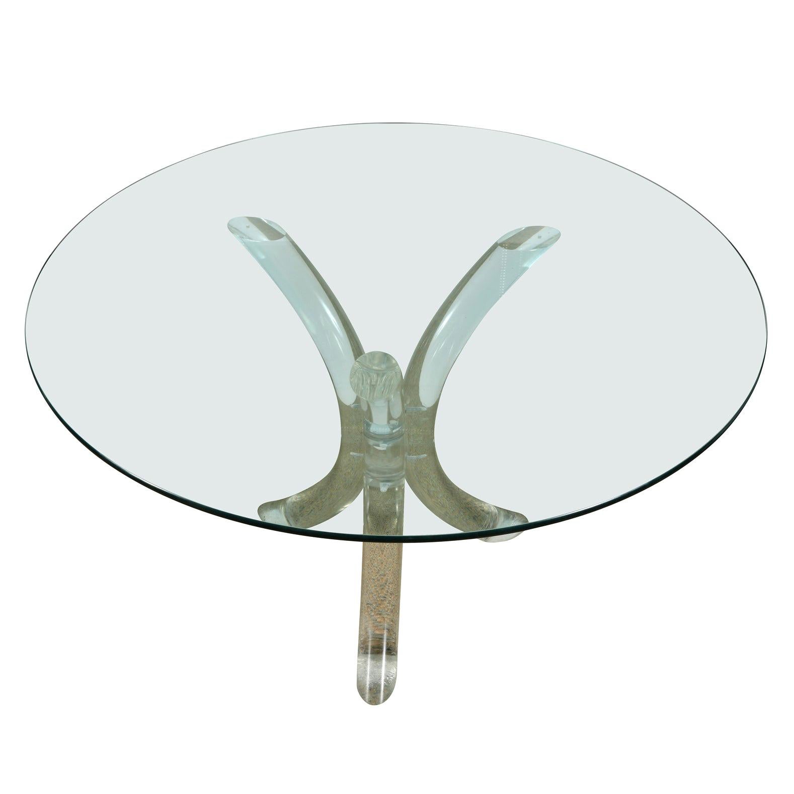 Vintage Lucite and Glass Pedestal Table