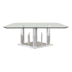 Vintage Lucite And Glass Rectangle Dining Table MCM 70s