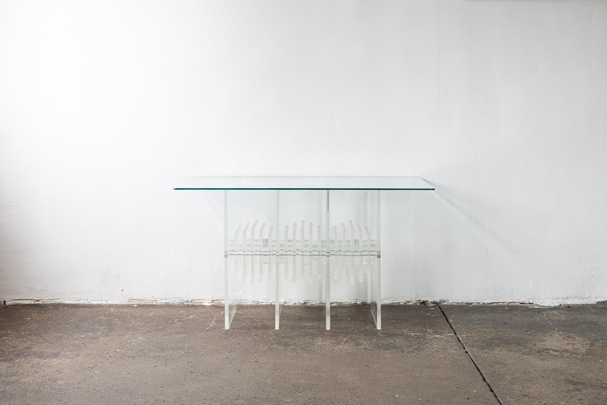 Mid-Century Modern Vintage Lucite and Glass Table