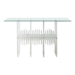 Used Lucite and Glass Table