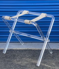 Vintage Lucite and Macrame Luggage Rack by Creations At Dallas