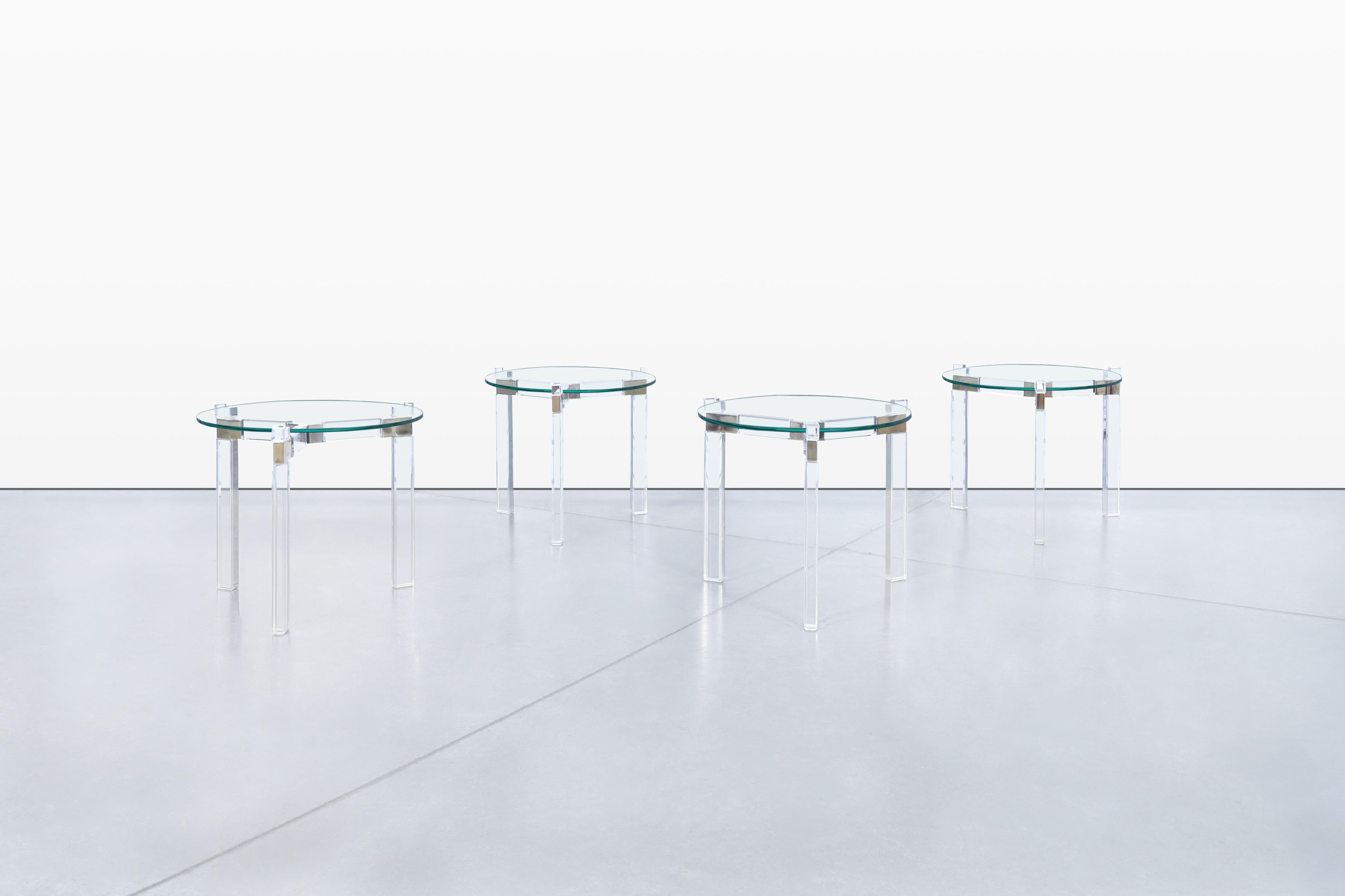 Mid-Century Modern Vintage Lucite and Nickle Side Tables by Charles Hollis Jones For Sale