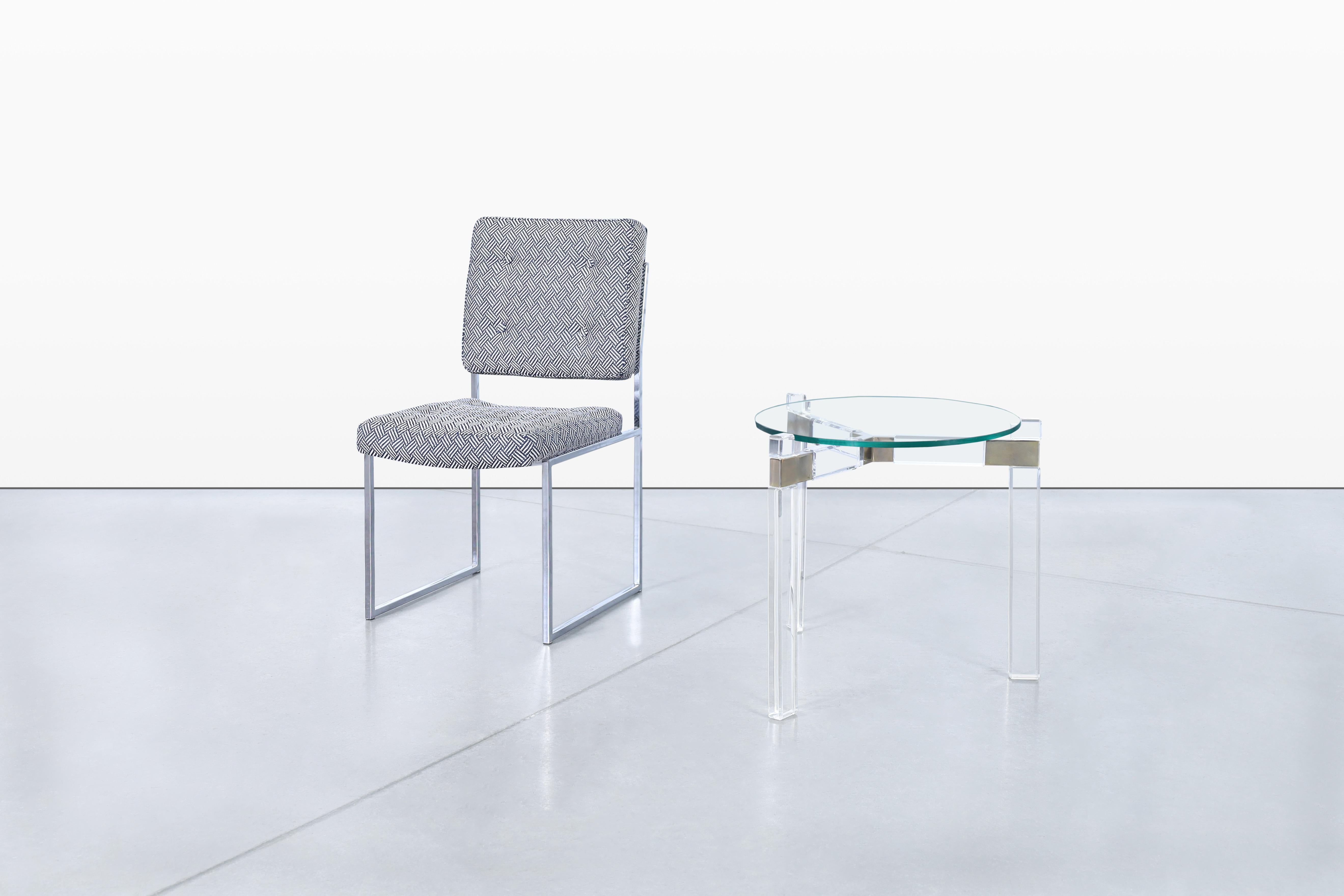 American Vintage Lucite and Nickle Side Tables by Charles Hollis Jones For Sale