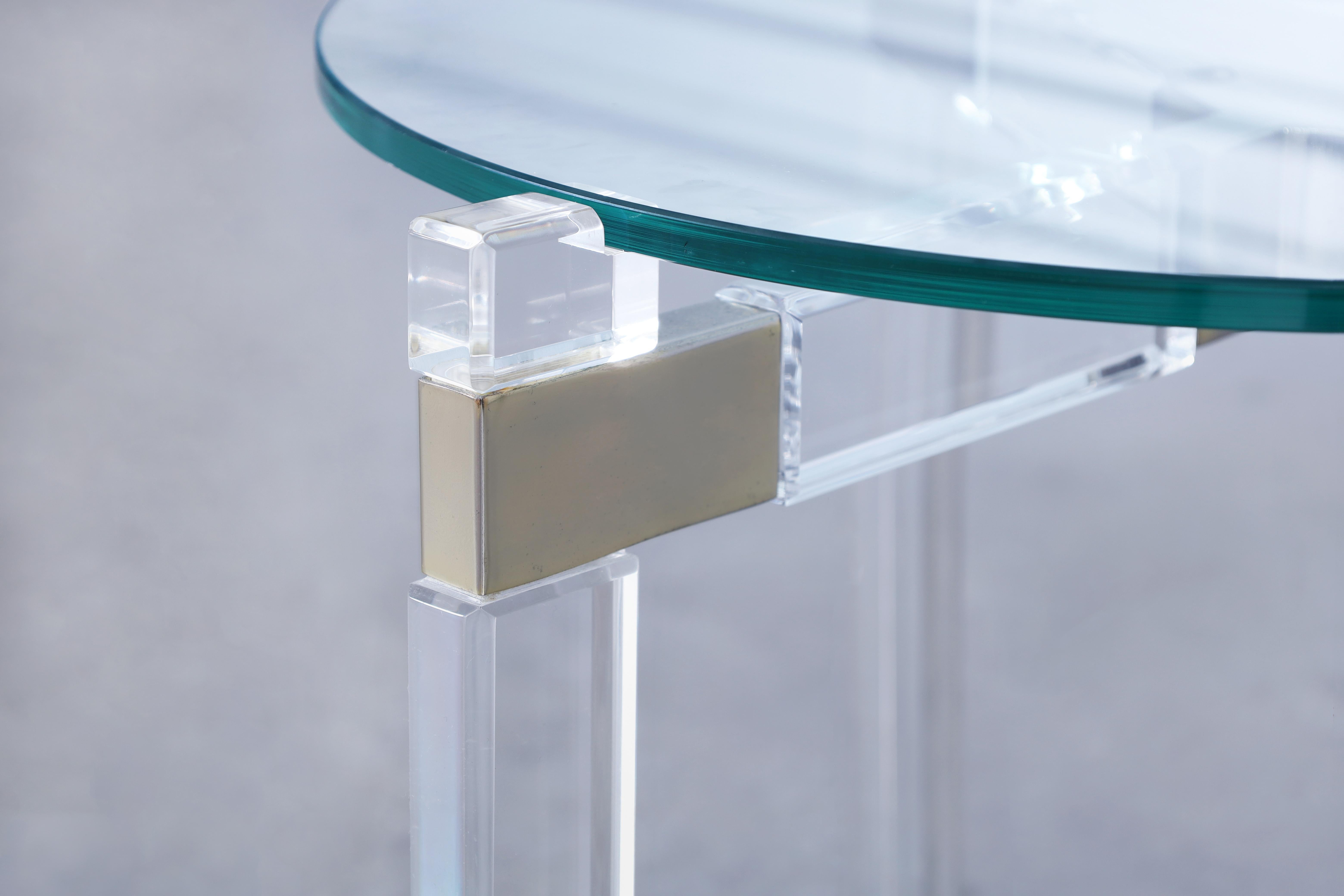Late 20th Century Vintage Lucite and Nickle Side Tables by Charles Hollis Jones For Sale