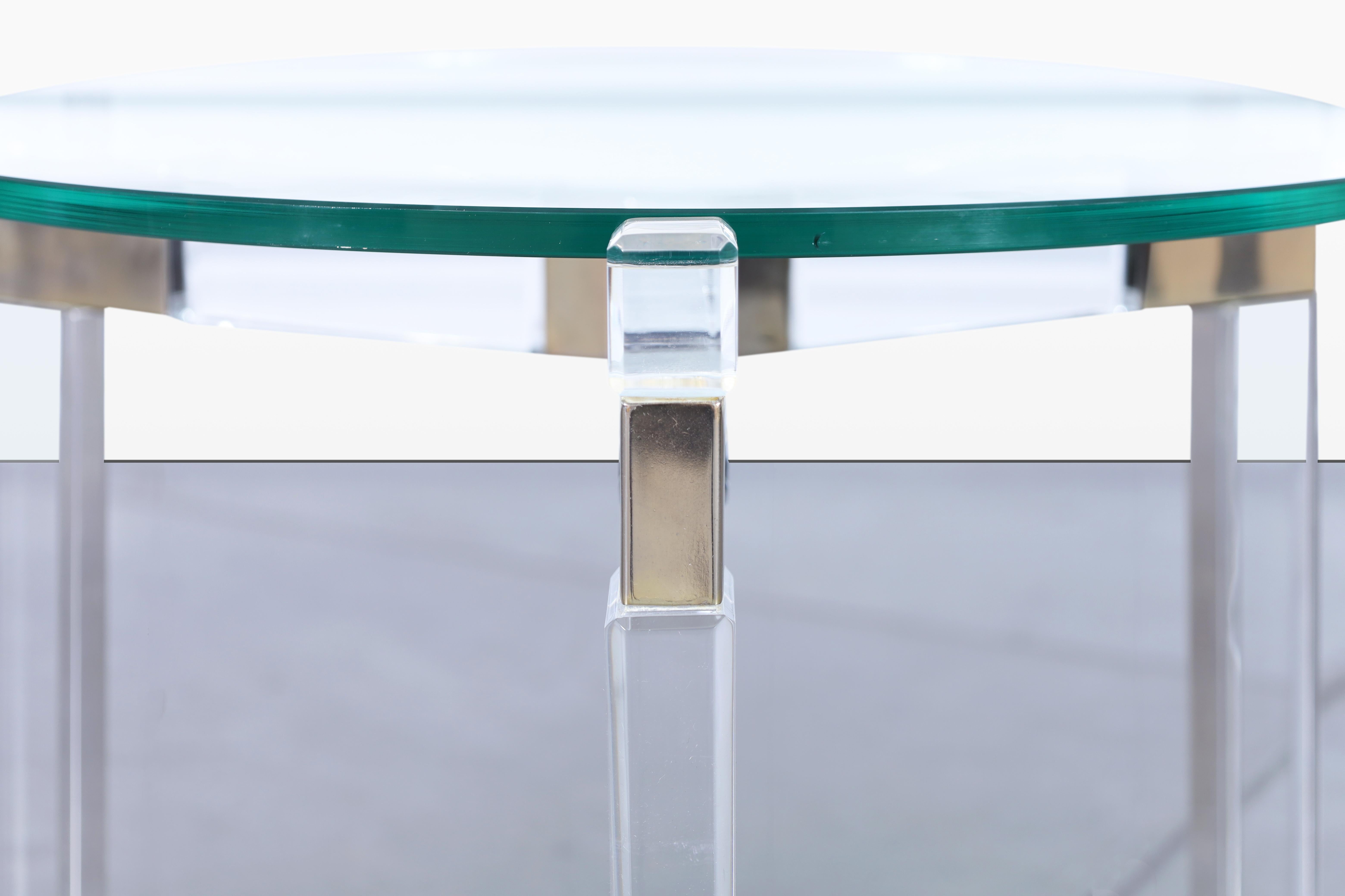Glass Vintage Lucite and Nickle Side Tables by Charles Hollis Jones For Sale