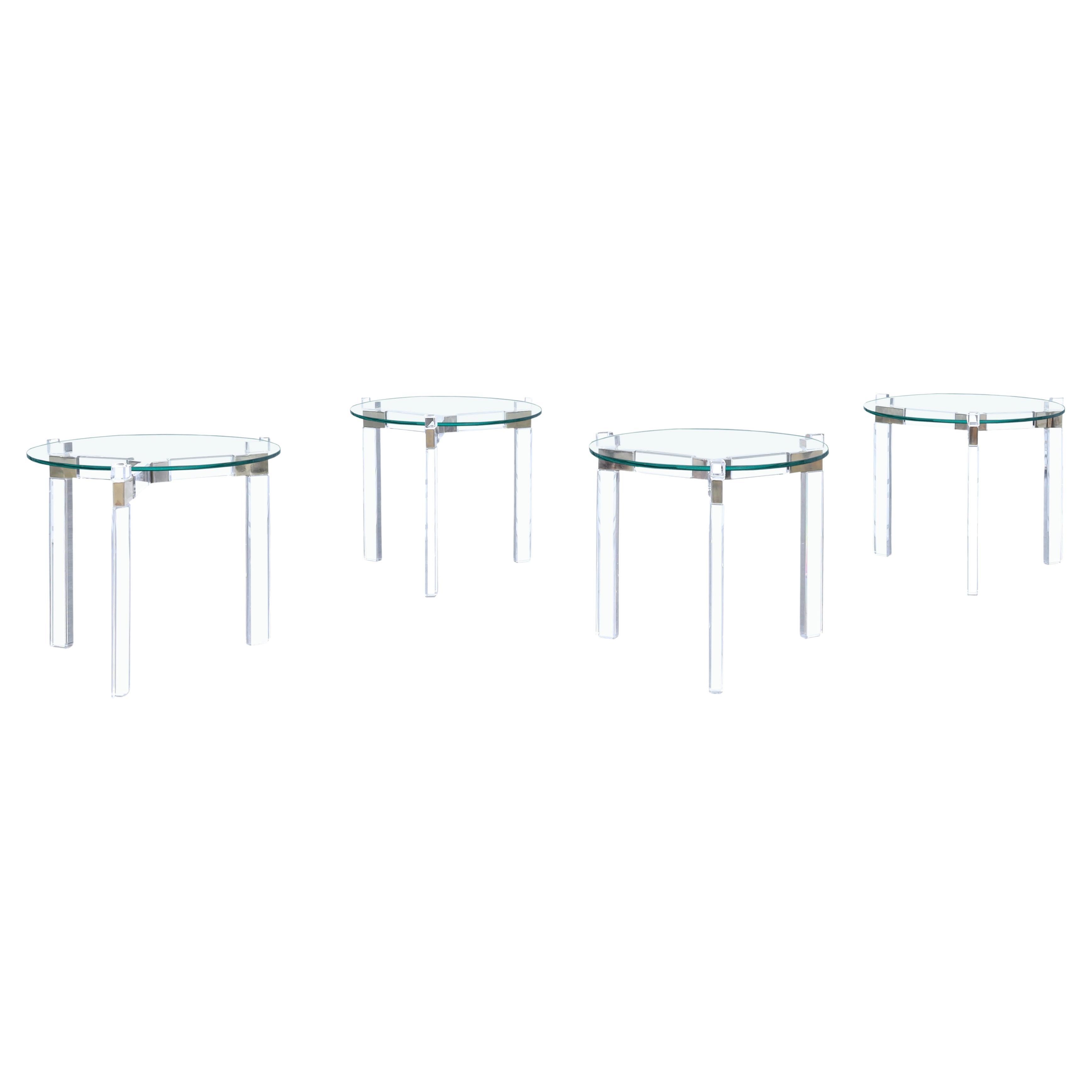 Vintage Lucite and Nickle Side Tables by Charles Hollis Jones For Sale