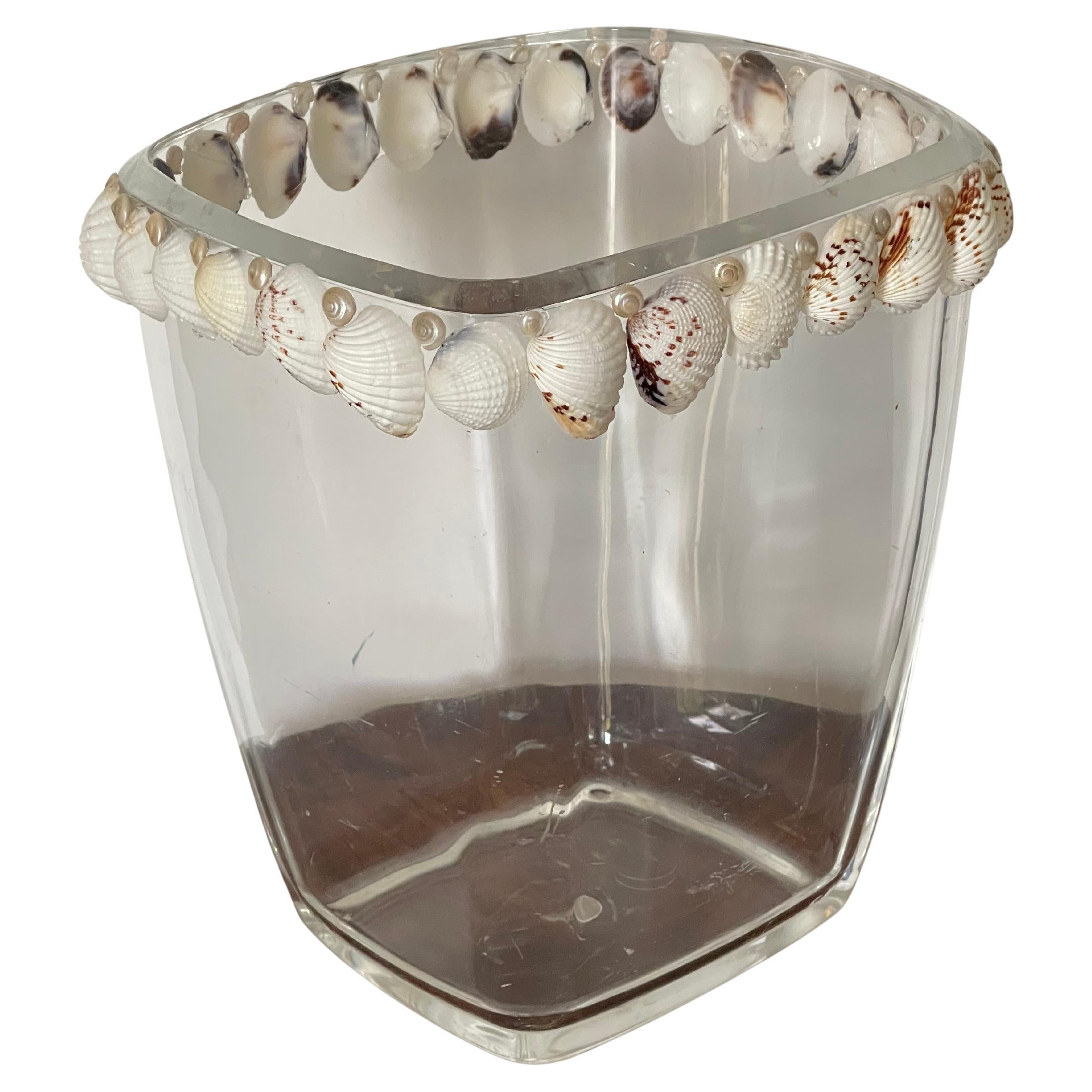 Vintage Lucite Basket with Sea Shells