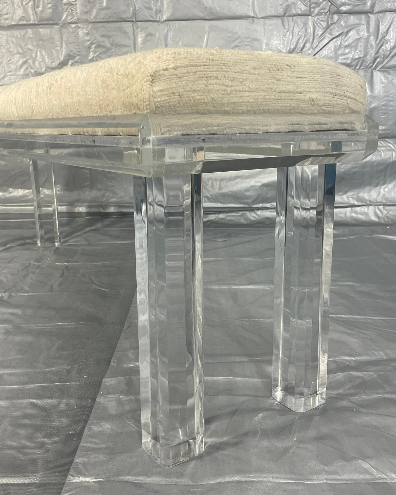 Panchina vintage in lucite, design americano degli anni '70 nello stile di Charles Hollis Jones in vendita 8
