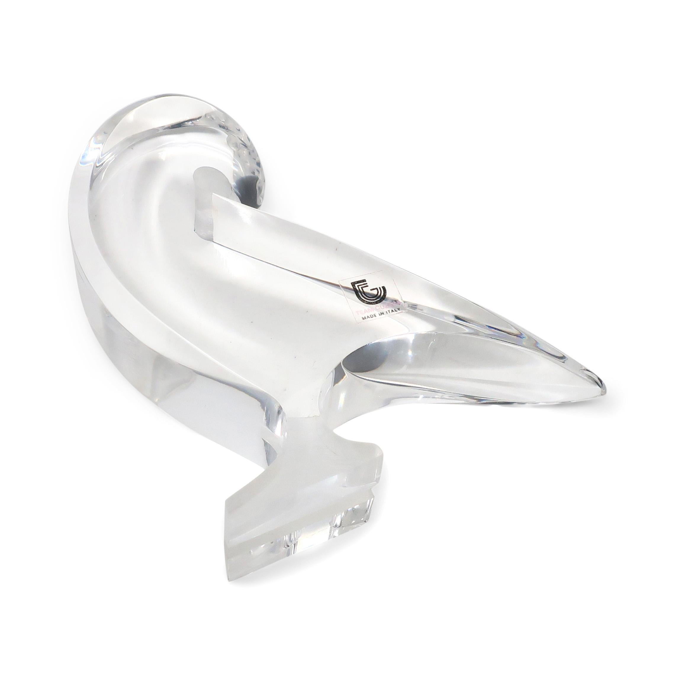 Vintage Lucite Bird Sculpture by Team Guzzini In Good Condition For Sale In Brooklyn, NY