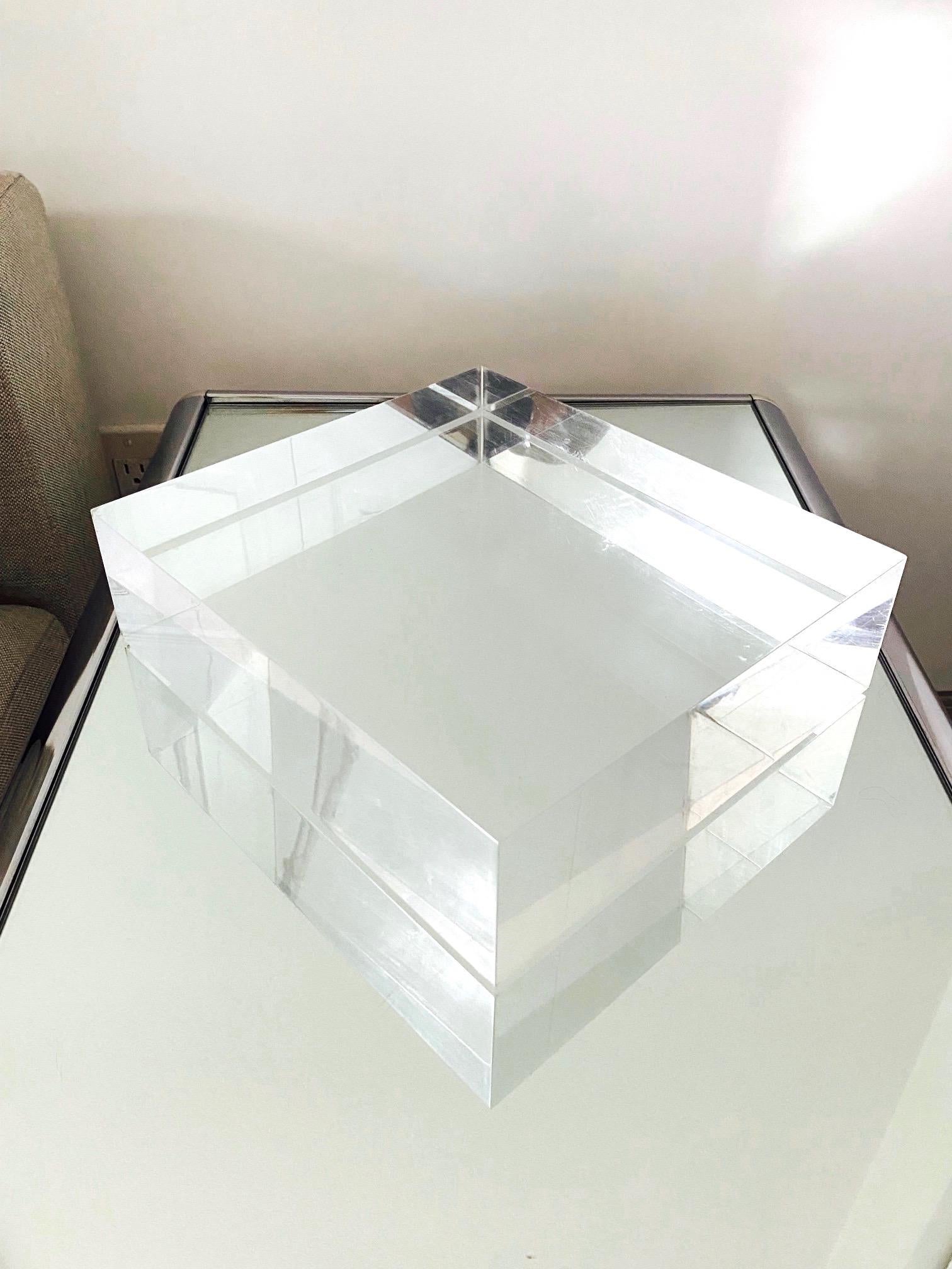 Vintage Lucite Block Pedestal Base Riser for Sculptures, c. 1970's In Good Condition In Fort Lauderdale, FL