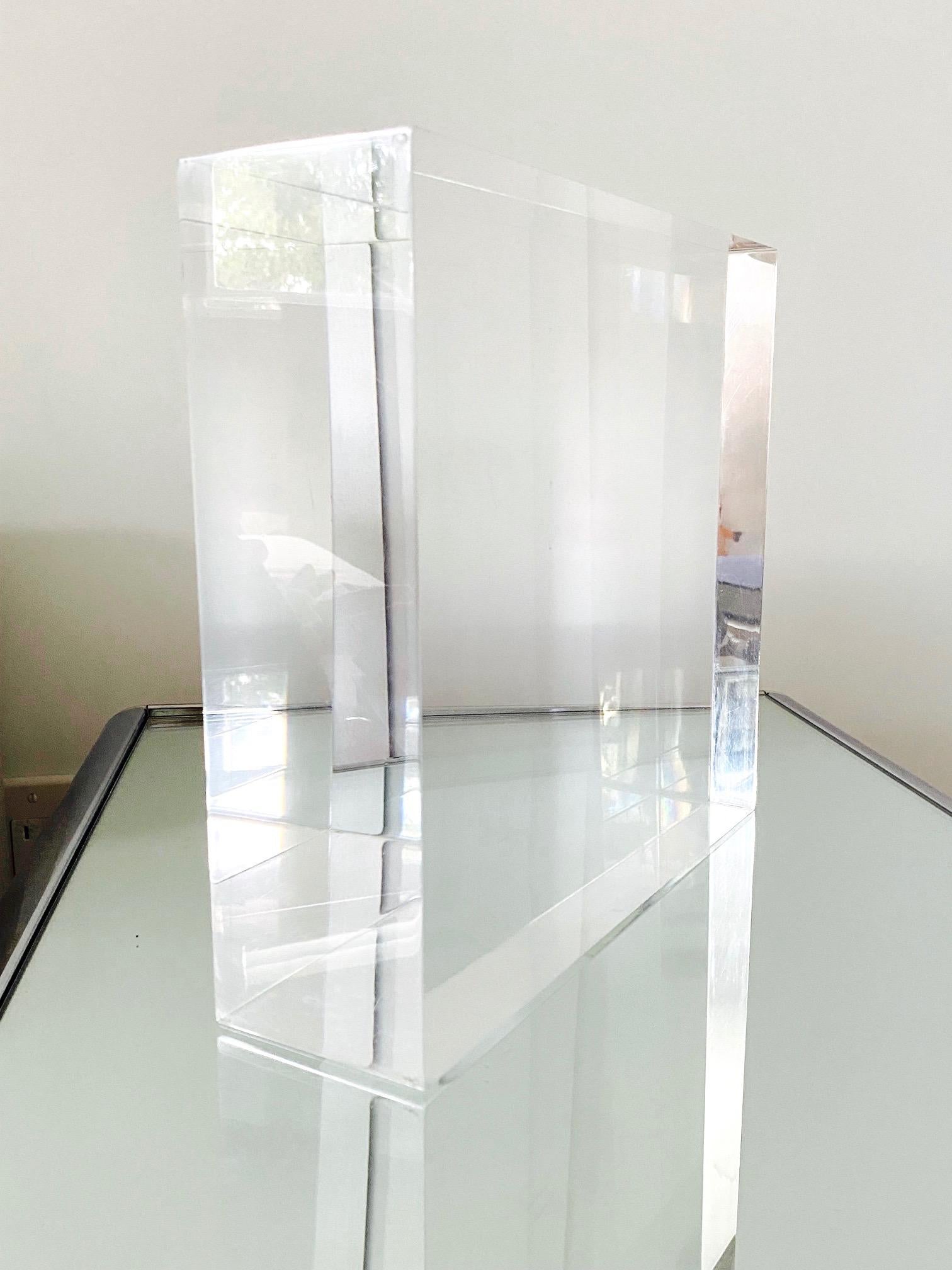 Late 20th Century Vintage Lucite Block Pedestal Base Riser for Sculptures, c. 1970's