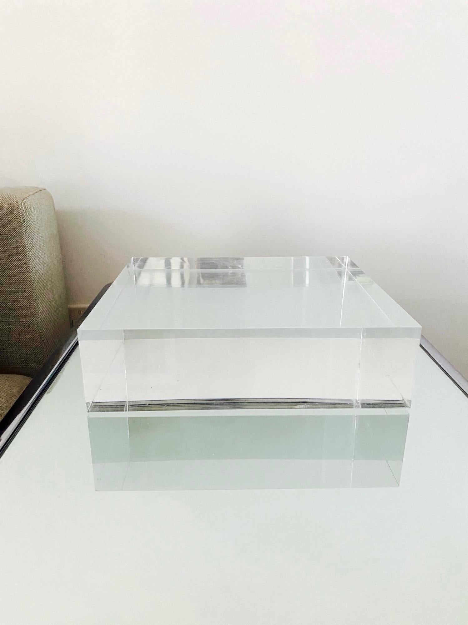 Vintage Lucite Block Pedestal Base Riser for Sculptures, c. 1970's 1