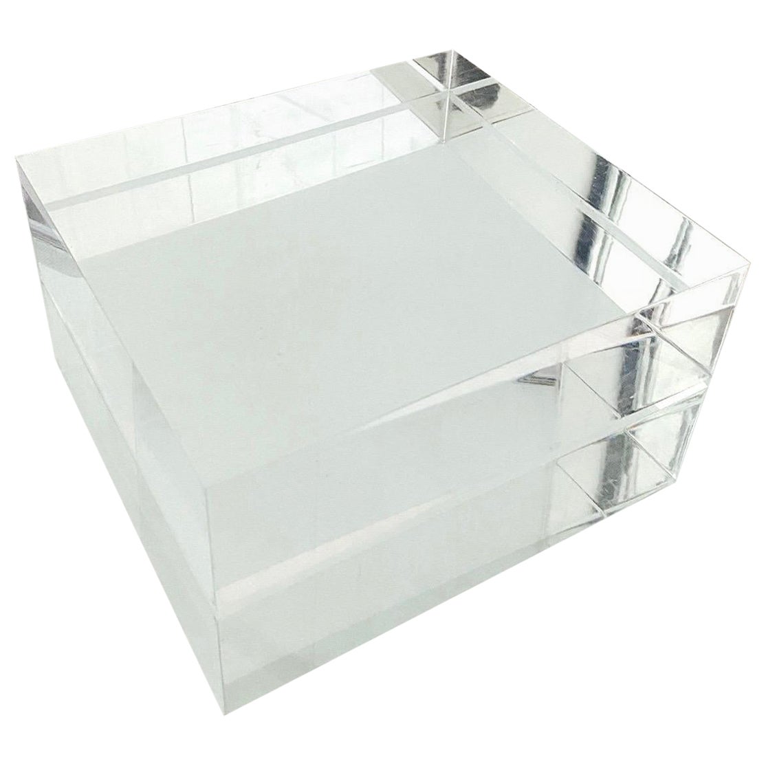 Vintage Lucite Block Pedestal Base Riser for Sculptures, c. 1970's