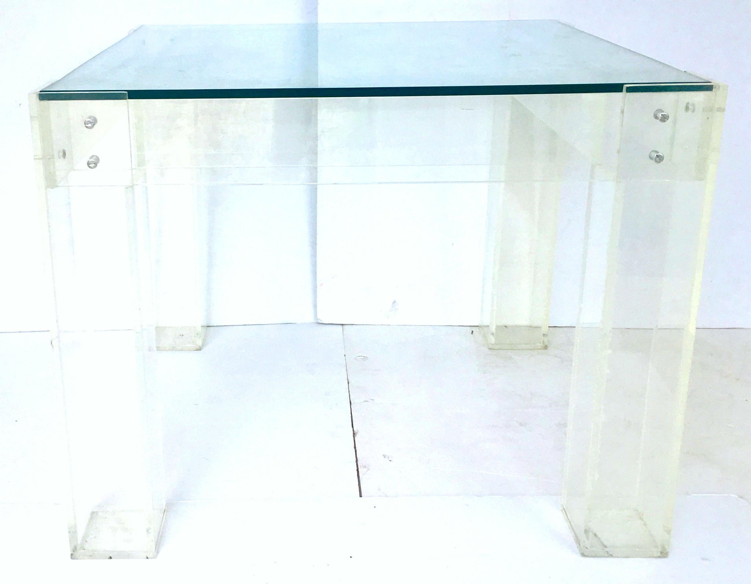 Vintage Lucite Box Leg Gl Top Side Table Vintage Lucite Box Leg Gl Top Side Table